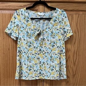 LC Lauren Conrad Floral Blouse - Blue and Yellow, EUC, Size S